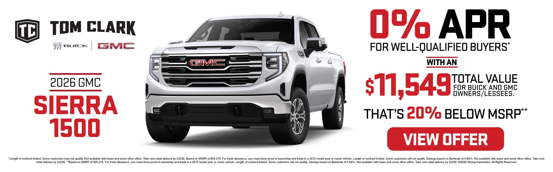 2026 GMC Sierra 1500 	"0% APR for well-qualified buyers* Wit