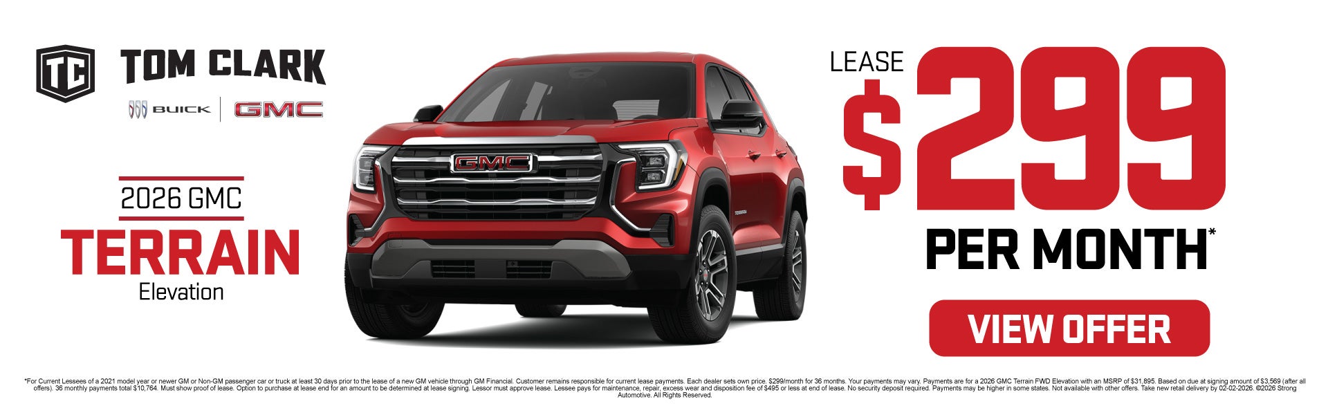 2026 GMC Terrain Elevation	Lease $299/month*