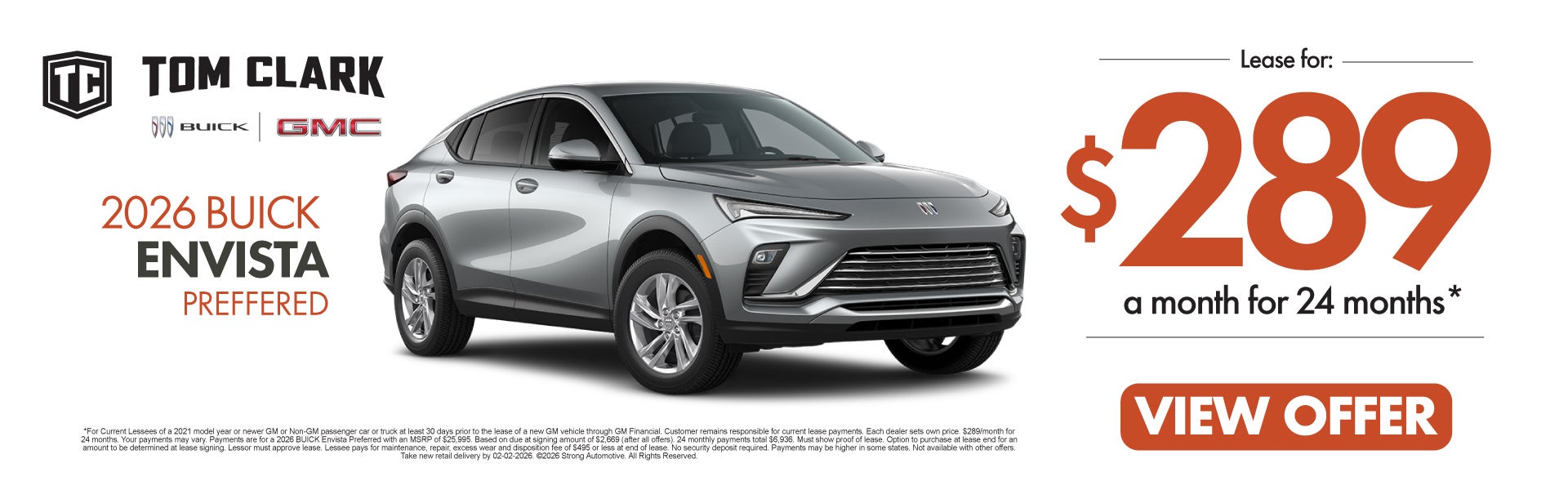 2026 Buick Envista Preferred	Lease $289/month for 24 months*