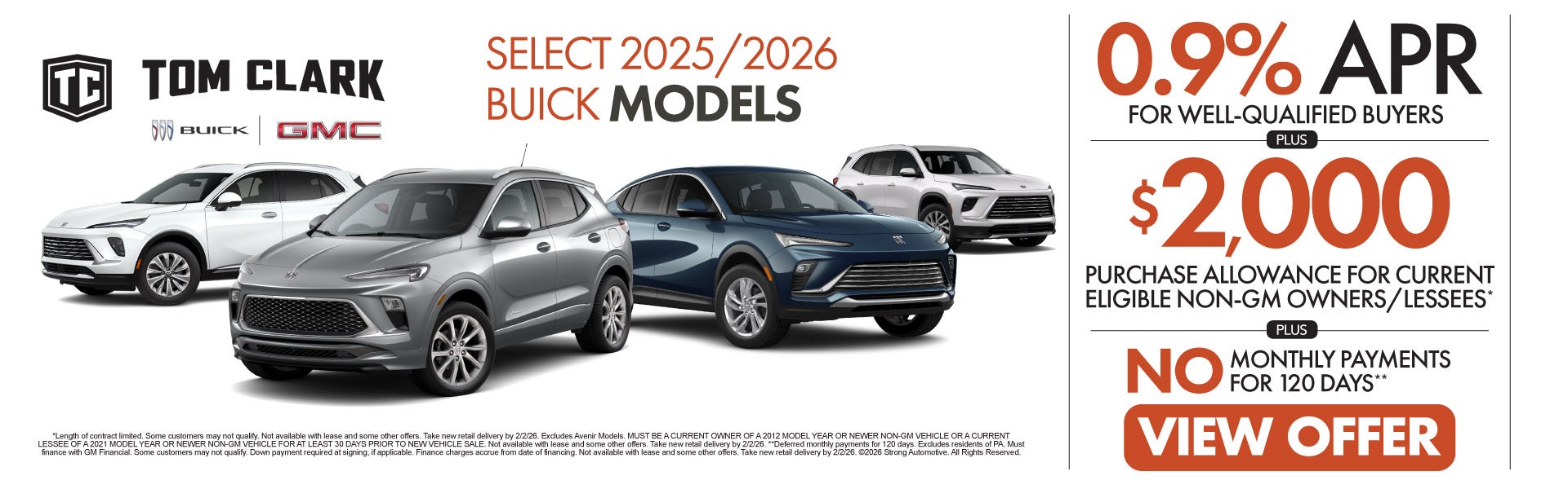 SELECT 2025 / 2026 BUICK ENCLAVE MODELS	"0.9% APR + $2,000 p