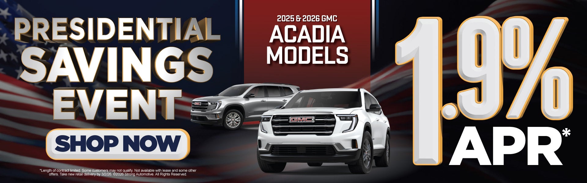 2025 & 2026 GMC ACADIA MODELS	1.9% APR*