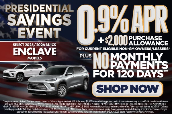SELECT 2025 / 2026 BUICK ENCLAVE MODELS	"0.9% APR + $2,000 p