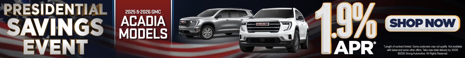 2025 & 2026 GMC ACADIA MODELS	1.9% APR*