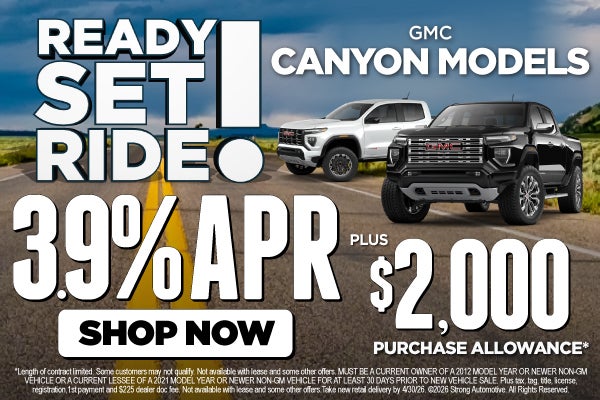 GMC CANYON MODELS	3.9% APR plus $2,000 Purchase Allowance*