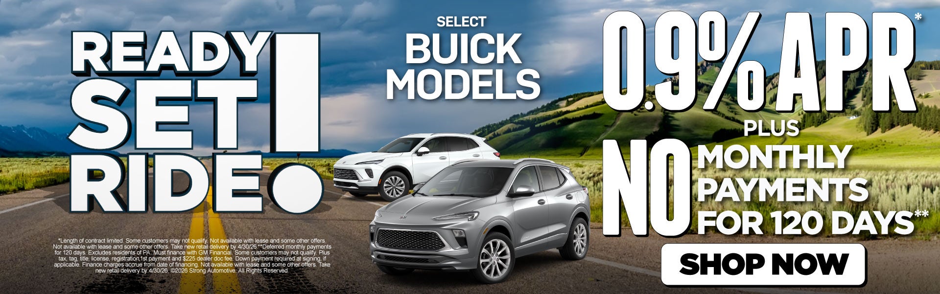SELECT BUICK MODELS	"0.9% APR* Plus, no monthly payments for