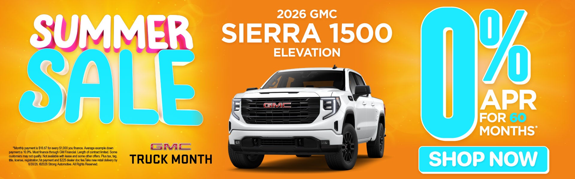2026 GMC Sierra 1500 ELEVATION	0% APR FOR 60 MO* 