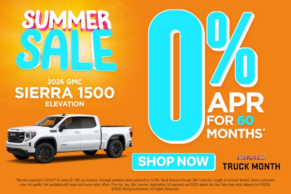 2026 GMC Sierra 1500 ELEVATION	0% APR FOR 60 MO* 