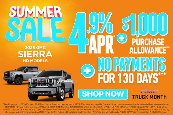 2026 GMC SIERRA HD MODELS	"4.9% APR* Plus, $1,000 Purchase A