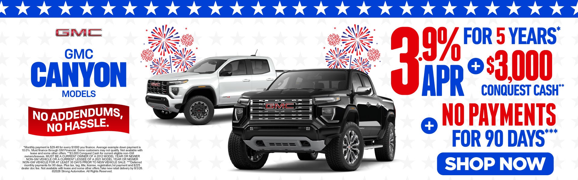 GMC CANYON MODELS 3.9% APR FOR 5 YEARS*