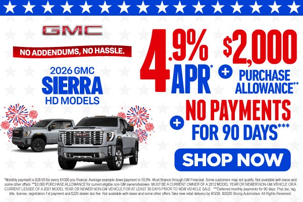 2026 GMC SIERRA HD MODELS 4.9% APR*