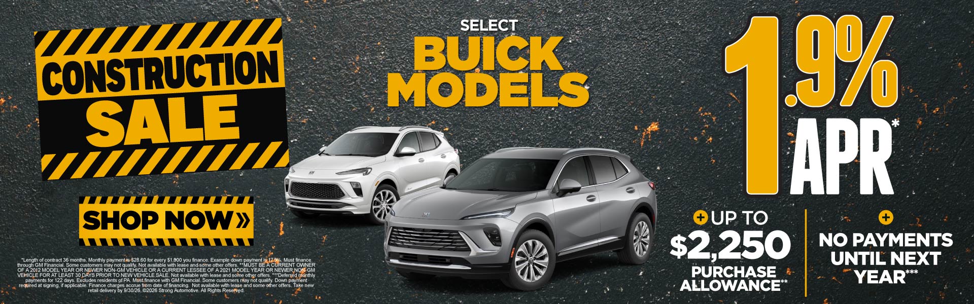 SELECT BUICK MODELS	"1.9% APR* Plus, up to $2,250 purchase a