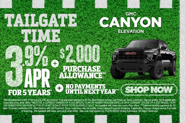 GMC CANYON ELEVATION 3.9% APR FOR 5 YEARS*
